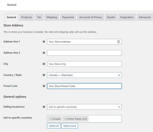 General WooCommerce Settings